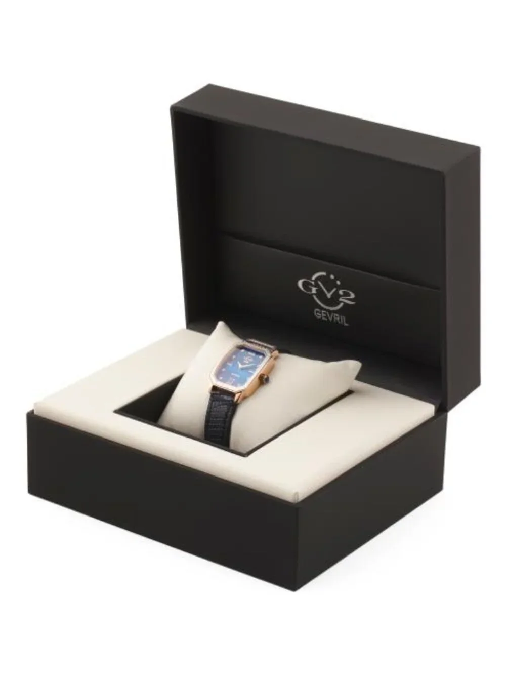 GV2 BY GEVRIL Women's Swiss Made Pavia Diamond Bezel Leather Strap Watch